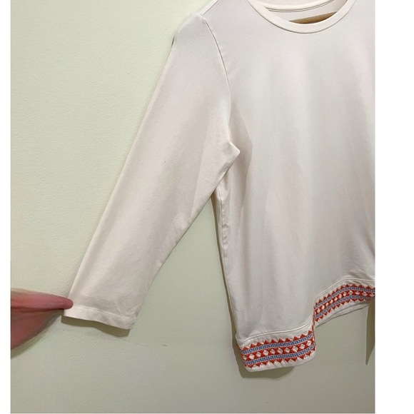 💜 Bundle Sale 3/$10 Spartina 3/4 Sleeve Top Front Tie Detail Embroidered, M - Picture 3 of 8